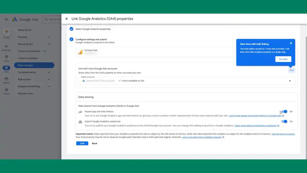 Link GA4 Analytics