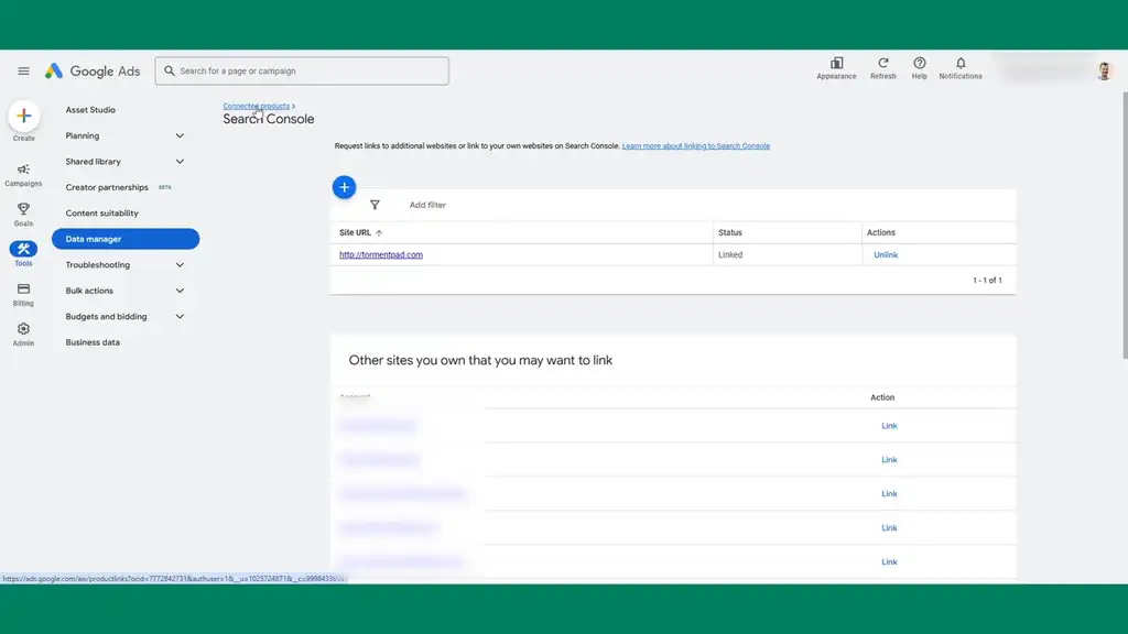 Link search console